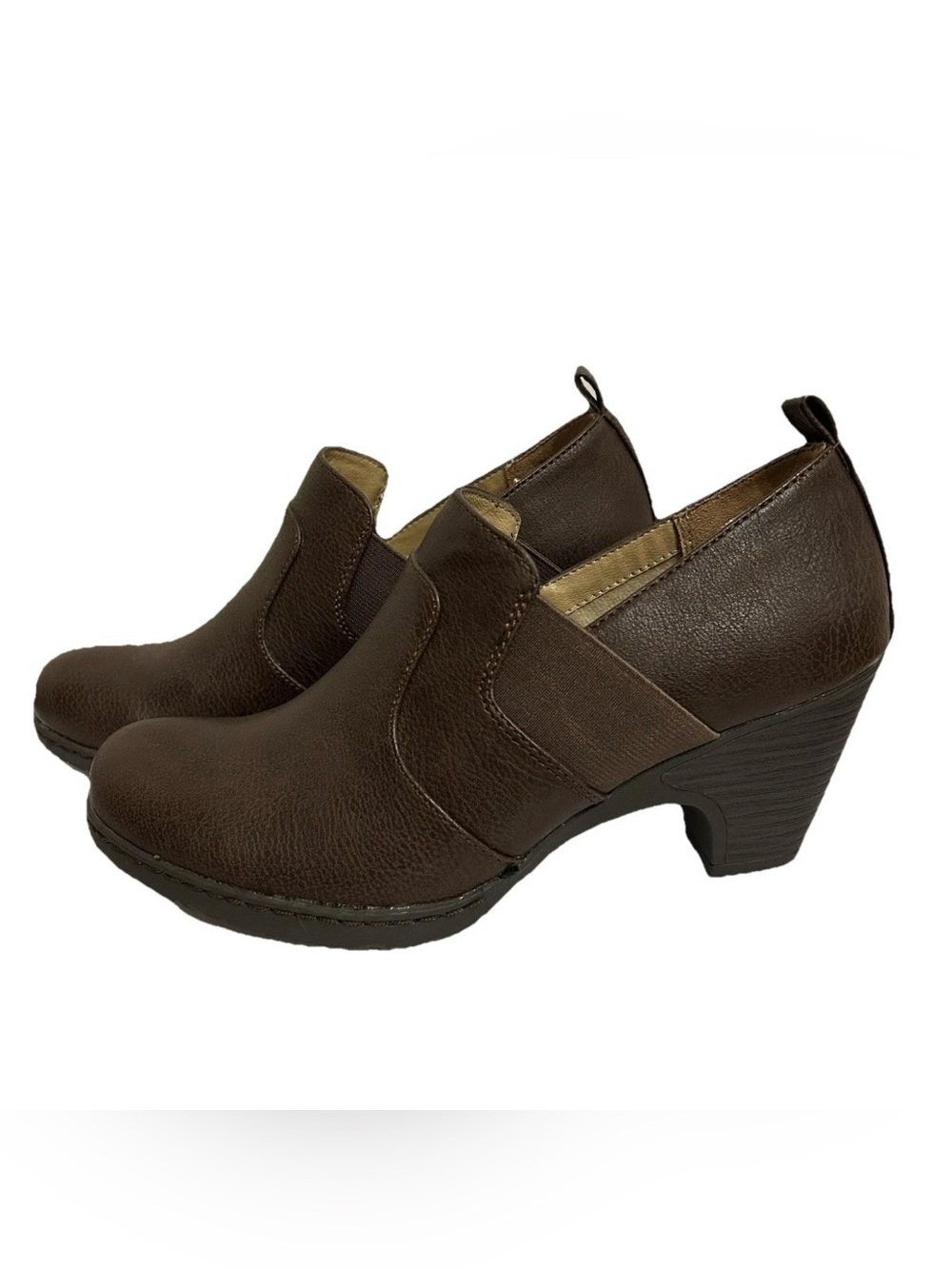Croft & Barrow Ortholite Womens Slip On Maid Brown Heeled Boots Size 7.5 Comfort